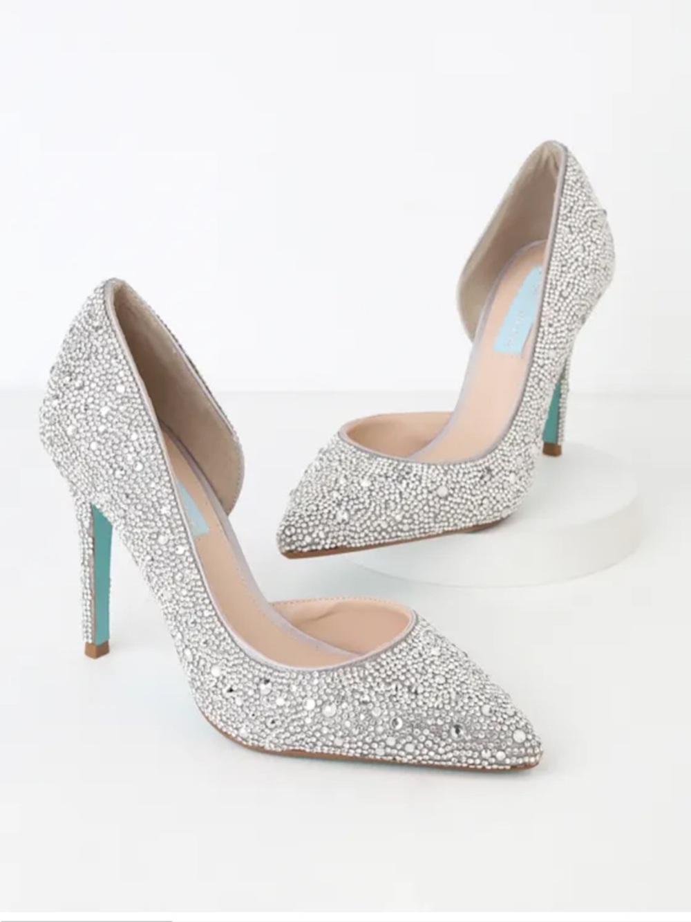 Blue by Betsey Johnson Women’s 7.5 Silver Rhinestoned Hazil Stiletto Pumps Heels